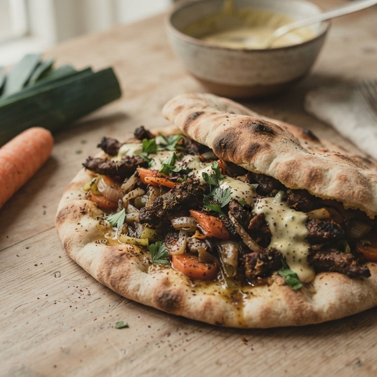 Turksbrood met shoarma en soepgroente recept