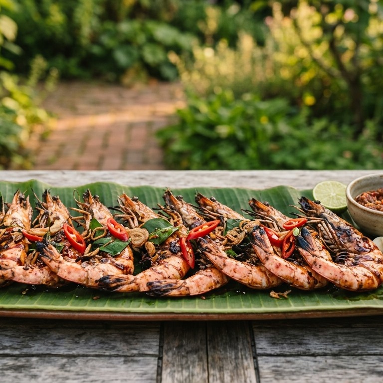 Udang Besar Bakar (licht pittige grote garnalen) recept
