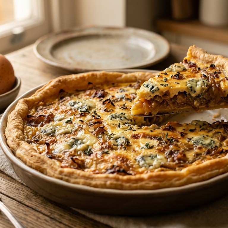 Uientaart met danish blue recept