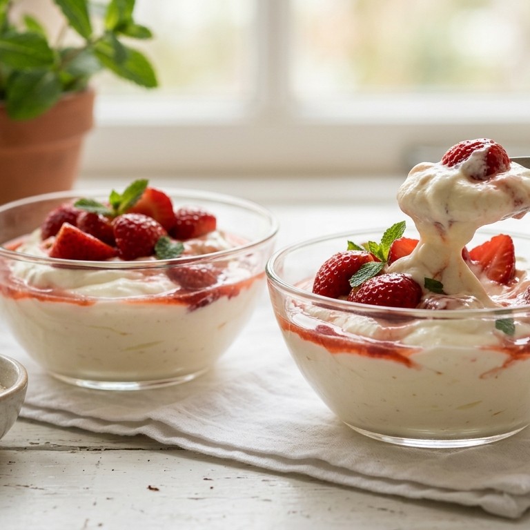 Uitgelekte yoghurt met aardbeien recept