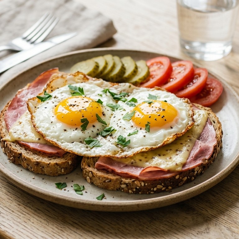Uitsmijter met rauwe ham en mosterdkaas recept
