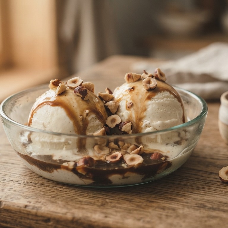 Vanille ijs met espressonotensaus recept