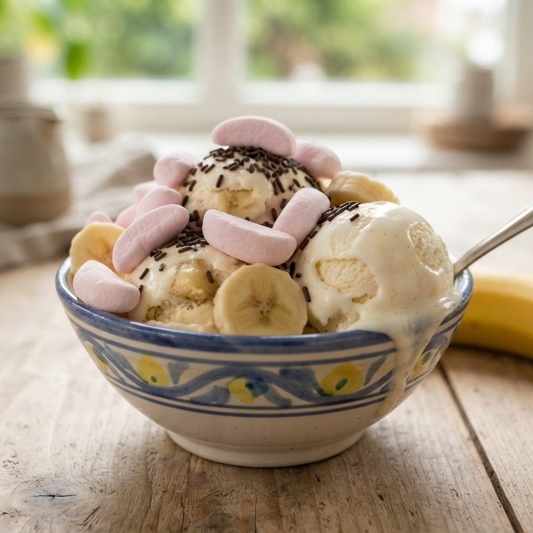 Vanilleijs met schuimbanaantjes recept