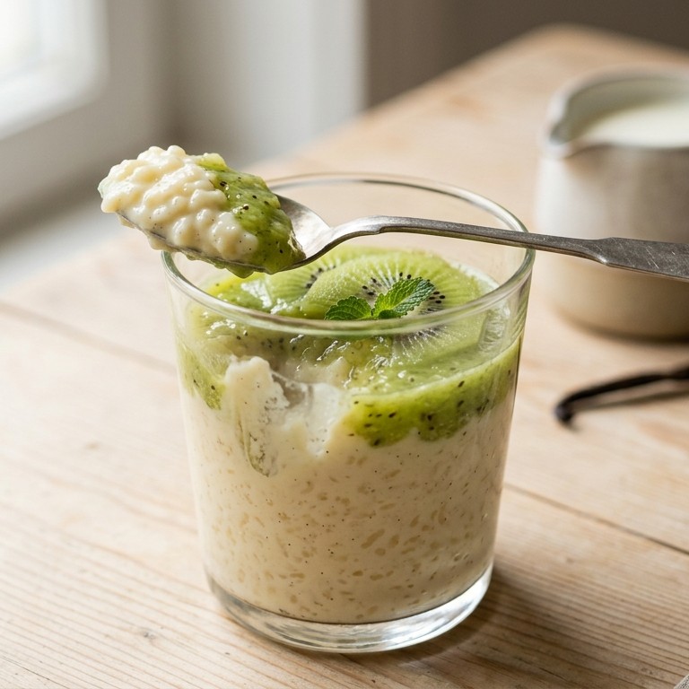 Vanillerijst met kiwipuree recept