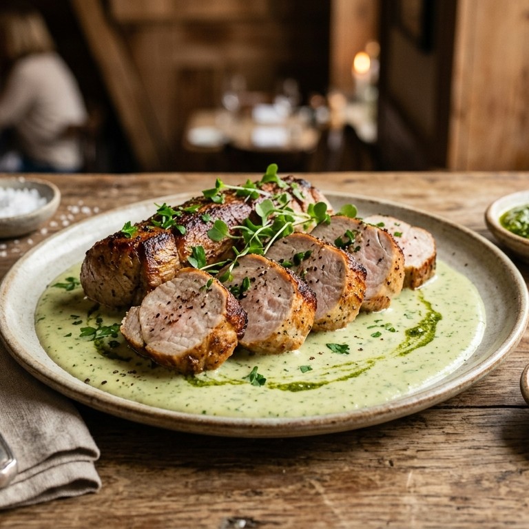 Varkenhaasje met peterseliesaus voor 2 personen recept