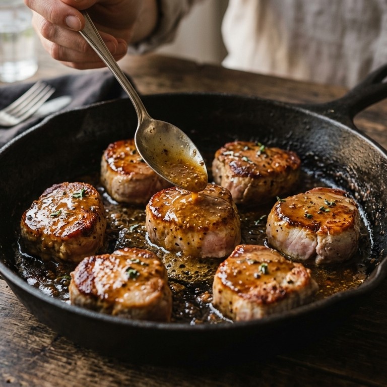 Varkenmedaillons in honing-mosterdsaus recept