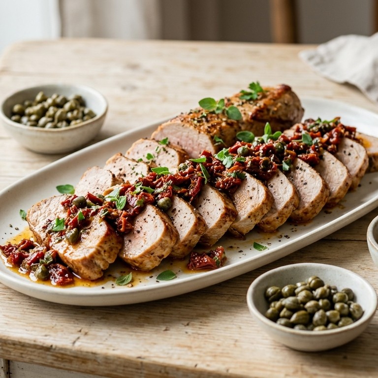Varkensfilet met gedroogde tomatenvinaigrette recept
