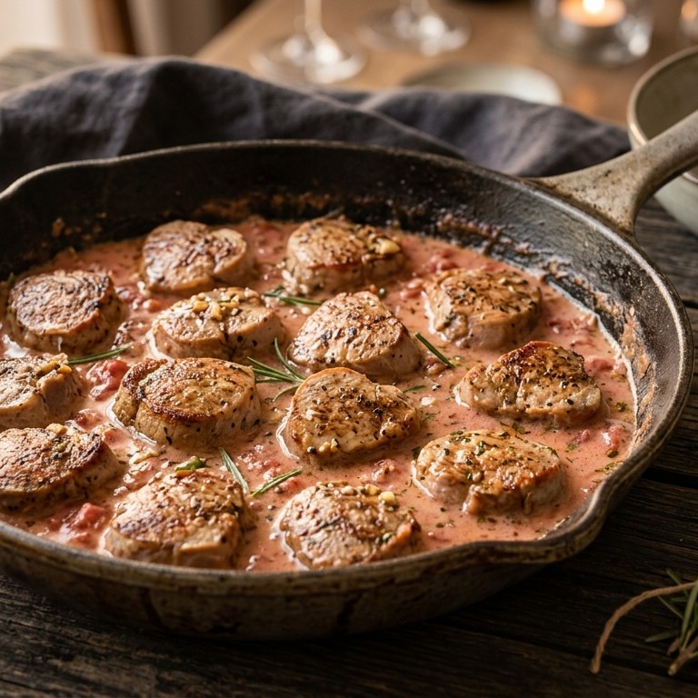 Varkensfilet met tomatenroom recept