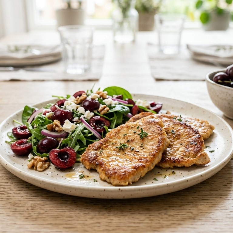 Varkensfiletlapjes met kersensalade recept