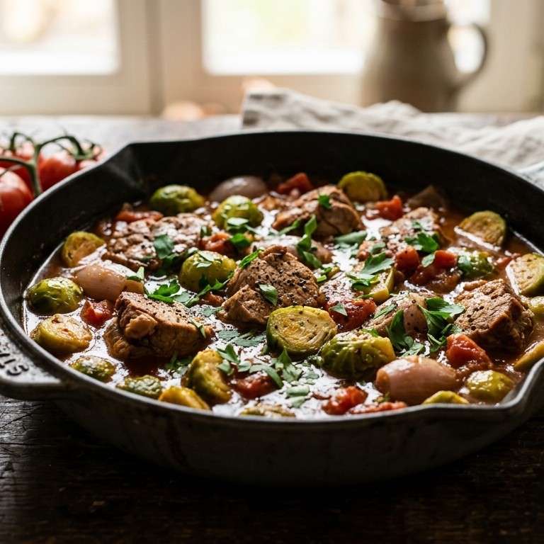 Varkensfiletstoof met spruitjes recept