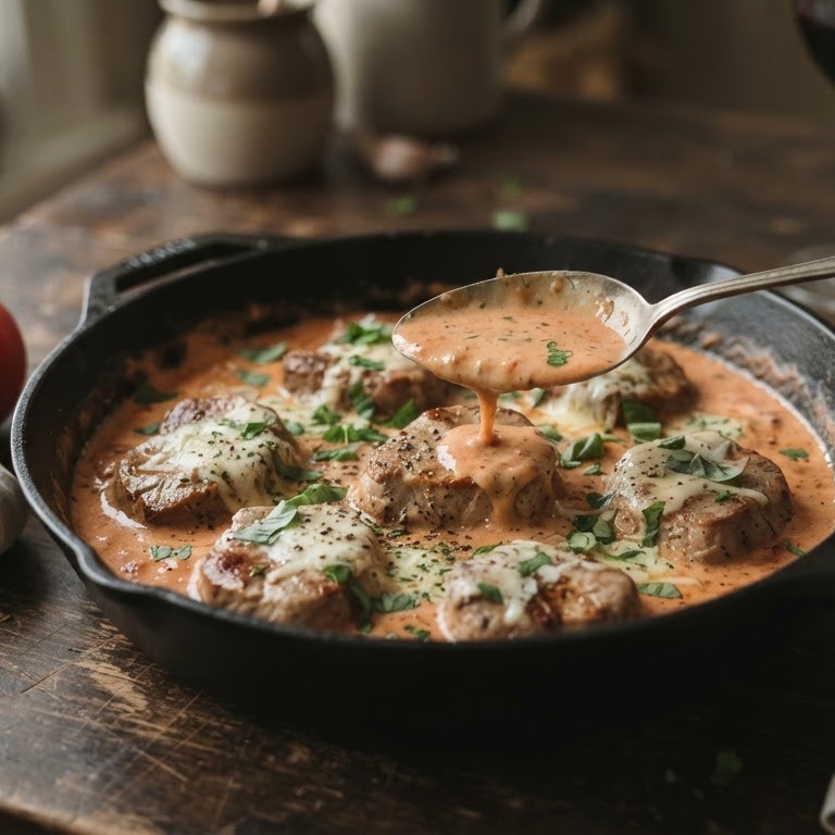 Varkenshaas met boursin-tomatensaus recept
