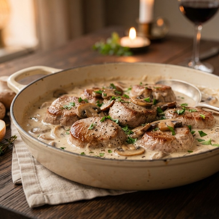 Varkenshaas met champignon-roomsaus recept