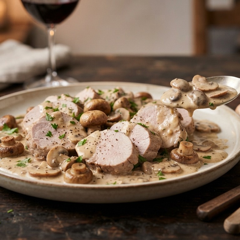 Varkenshaas met champignonssaus recept