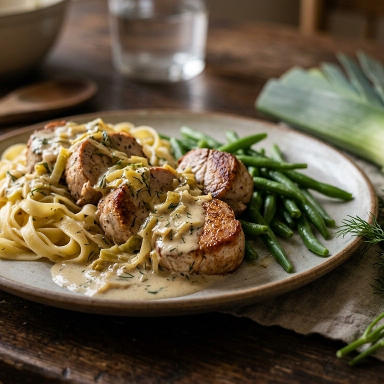 Varkenshaas met knoflookpreisaus recept