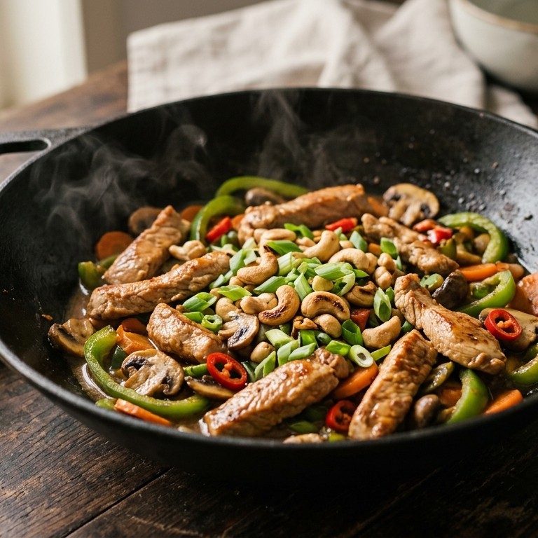 Varkenshaas met pittige groente en cashewnoten recept