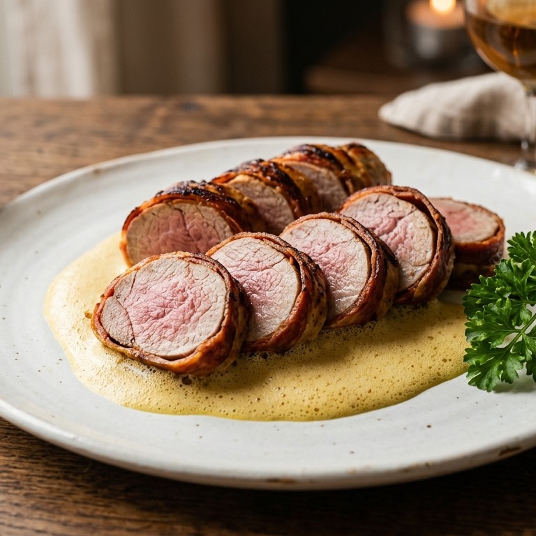 Varkenshaasje met chorizo en kerrieschuim recept