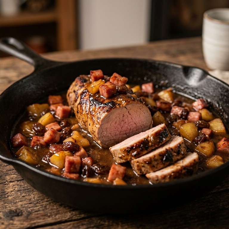 Varkenshaasje met hamblokjes recept
