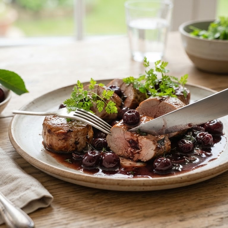Varkenshaasje met kersensaus recept
