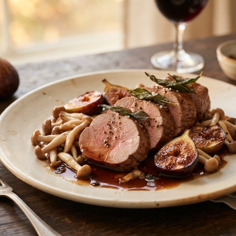 Varkenshaasje met vijgen en beukenzwammen recept