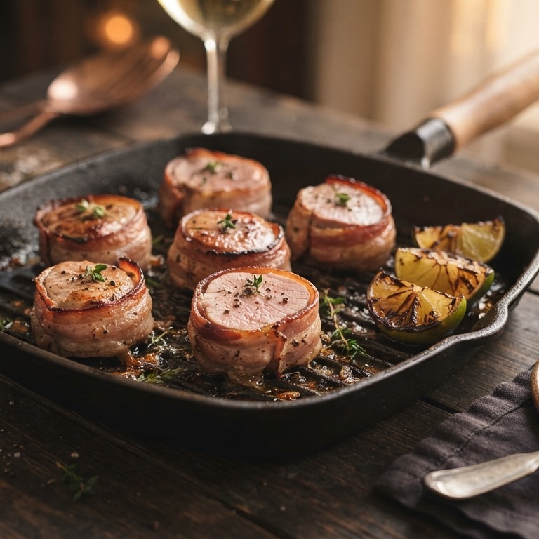 Varkenshaasmedaillons  met spek en limoen voor gourmet recept