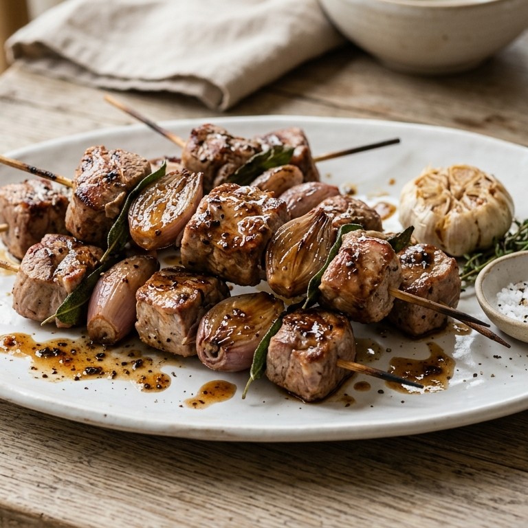 Varkenshaasspiesen met sjalotjes recept