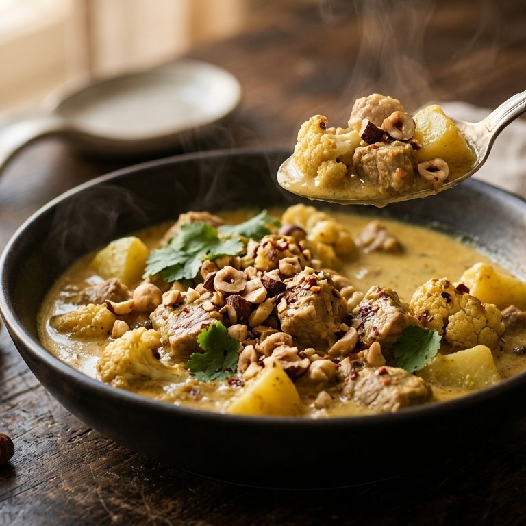Varkenskerrie met hazelnoten recept