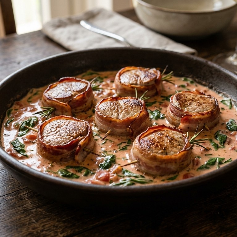 Varkensmedaillons in spinazie-tomatenroom recept