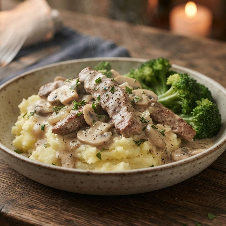 Varkensreepjes in champignonsaus recept