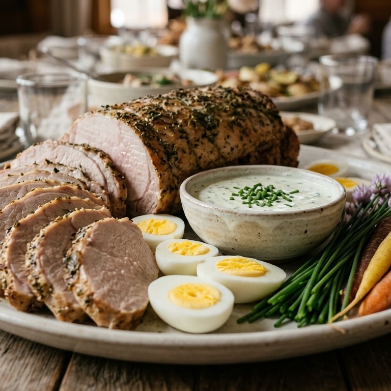 Varkensribstuk met bieslooksaus voor buffet recept