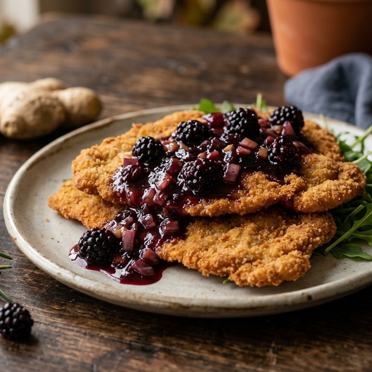 Varkensschnitzel met warme bramenchutney recept