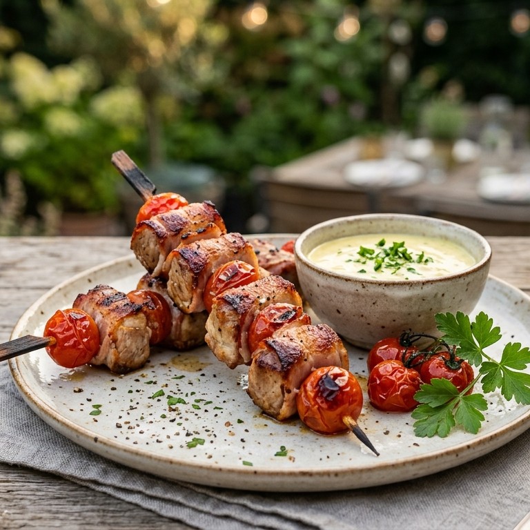 Varkensspiesjes met kerriesaus recept