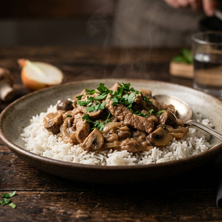 Varkensstoofpotje met romige paddenstoelensaus recept