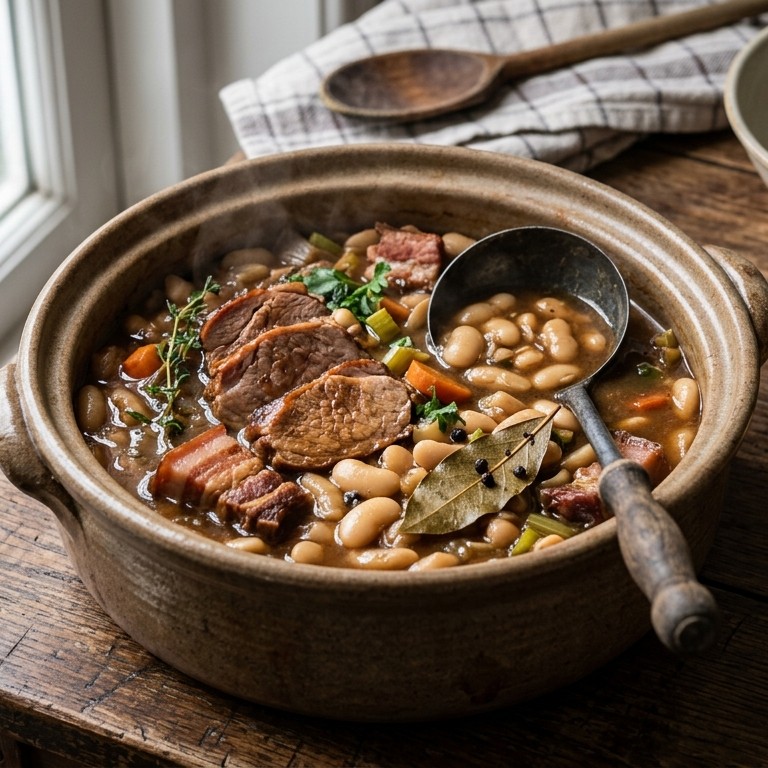 Varkensvlees-bonenschotel van oma recept
