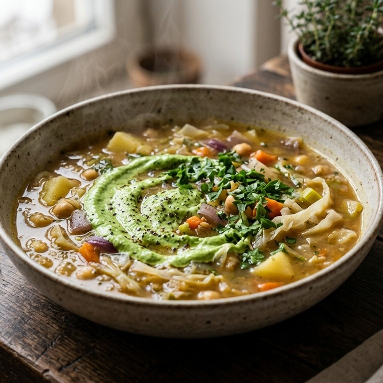 Vega-wintersoep met peterselieroom recept