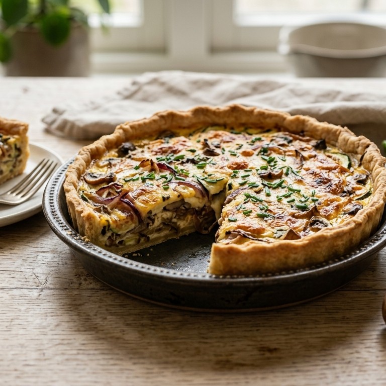 Vegetarische taart met ui en kaas recept