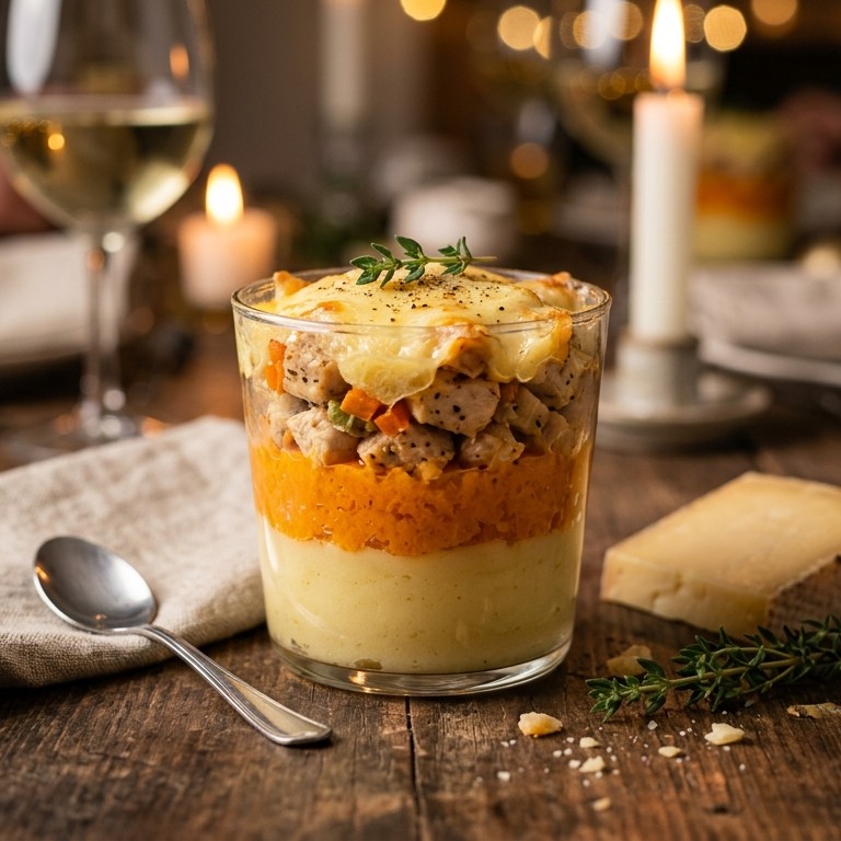 Verrine met kip, wortel en aardappel recept