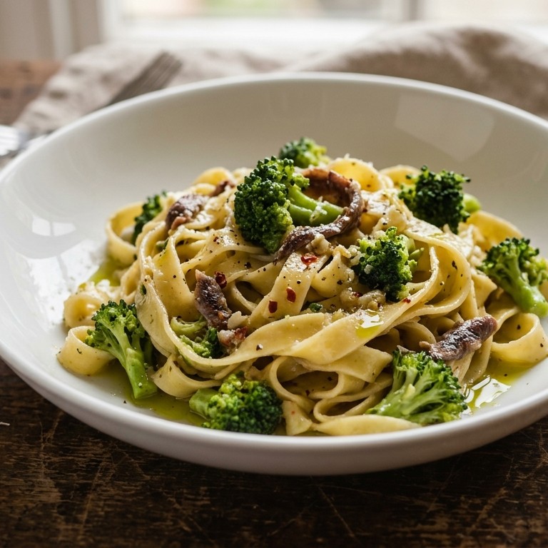 Verse pasta met broccoli en ansjovis recept