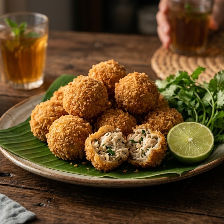 Vietnamese balletjes met krab, kip en kruiden recept
