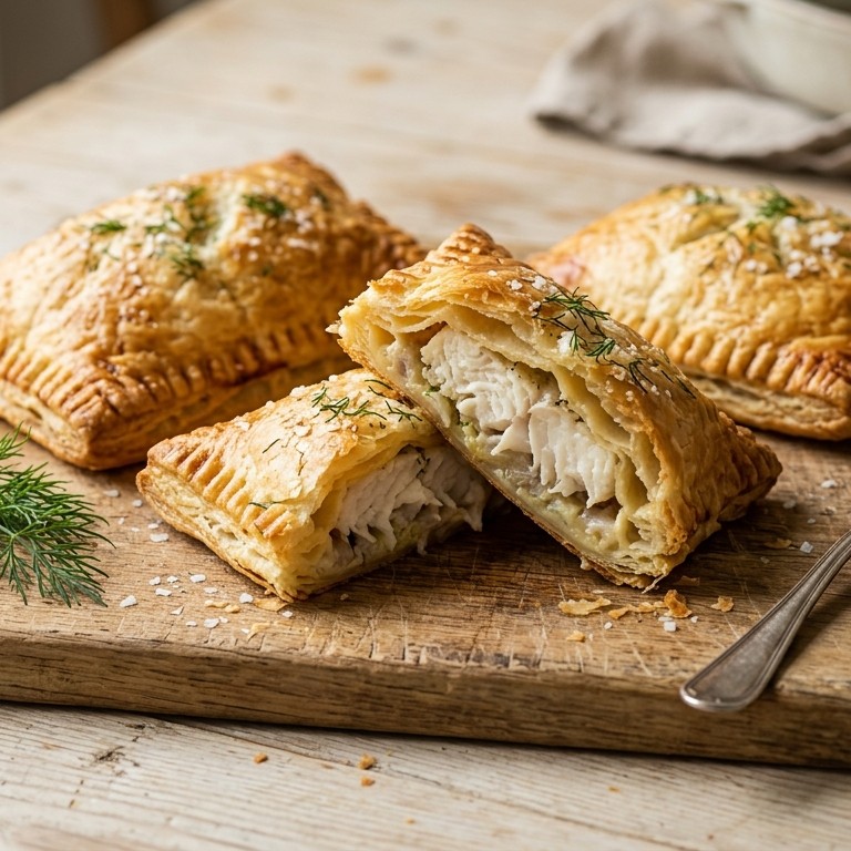 Vis bladerdeegpakketjes recept