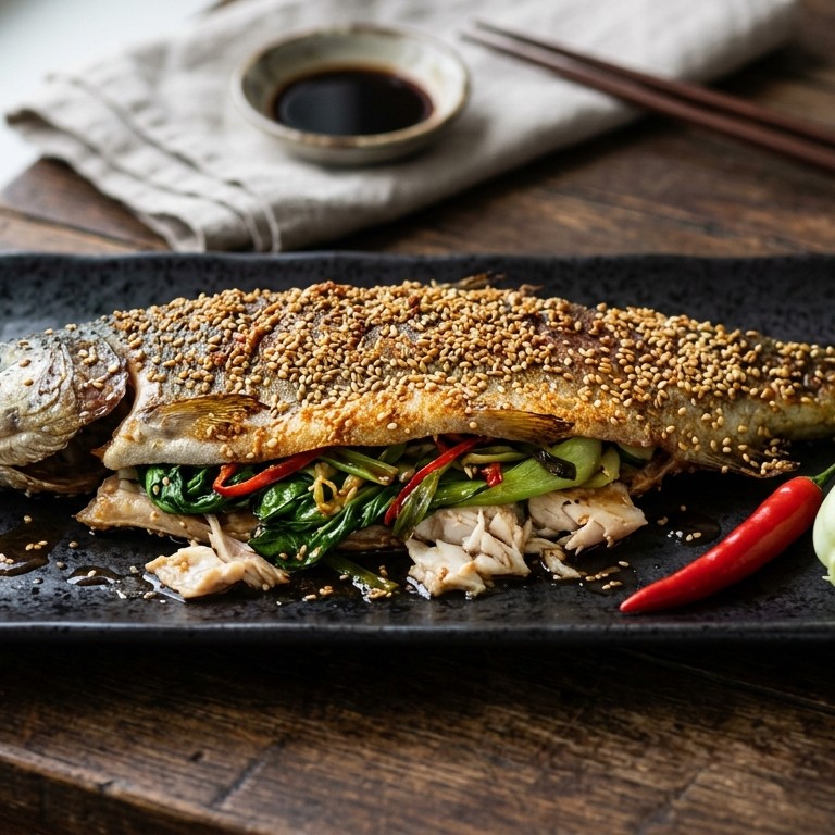 Vis Forel gevuld met pittige paksoi recept