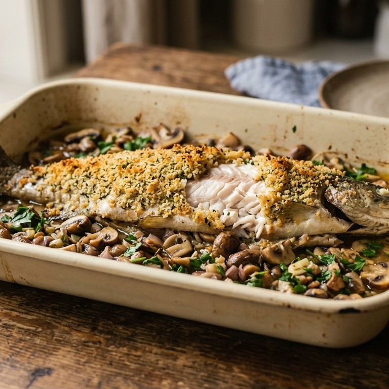 Vis Forel met champignons recept