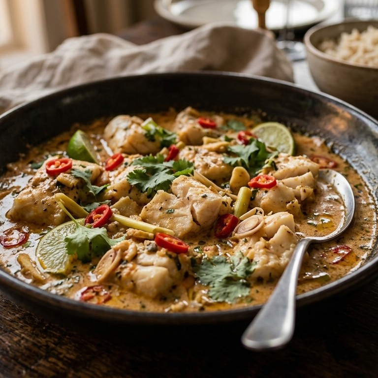 Vis in romige kokossaus recept