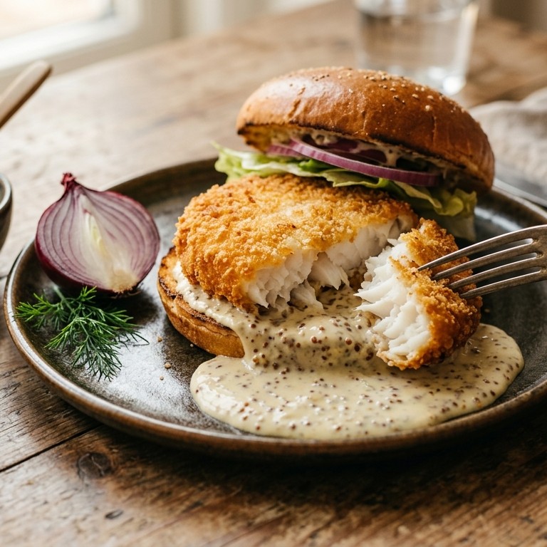 Visburger met mosterdsaus recept