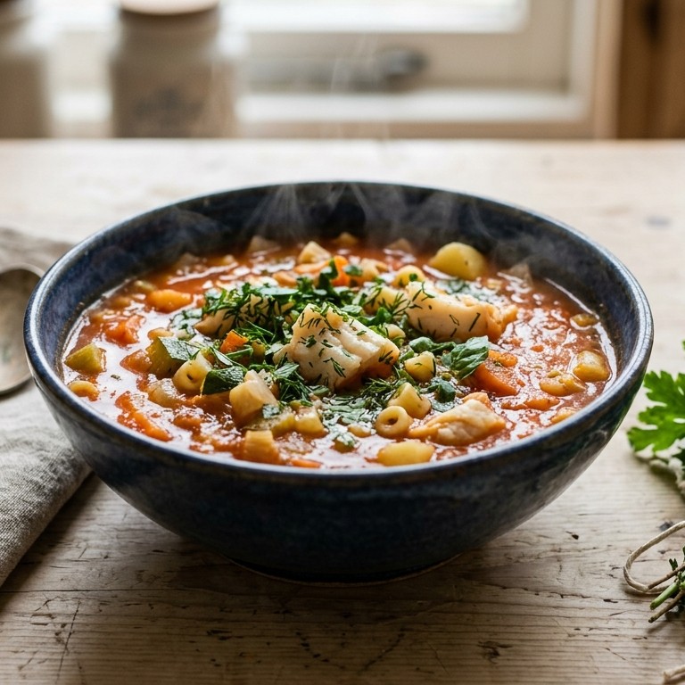 Visminestrone met tuinkruiden recept