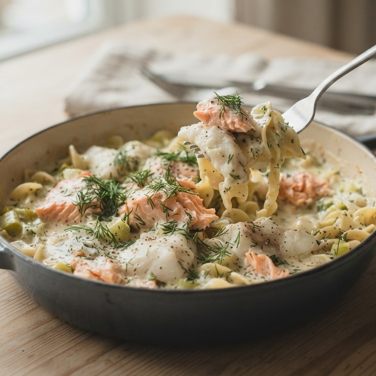 Vispannetje met zalm en pangafilet recept