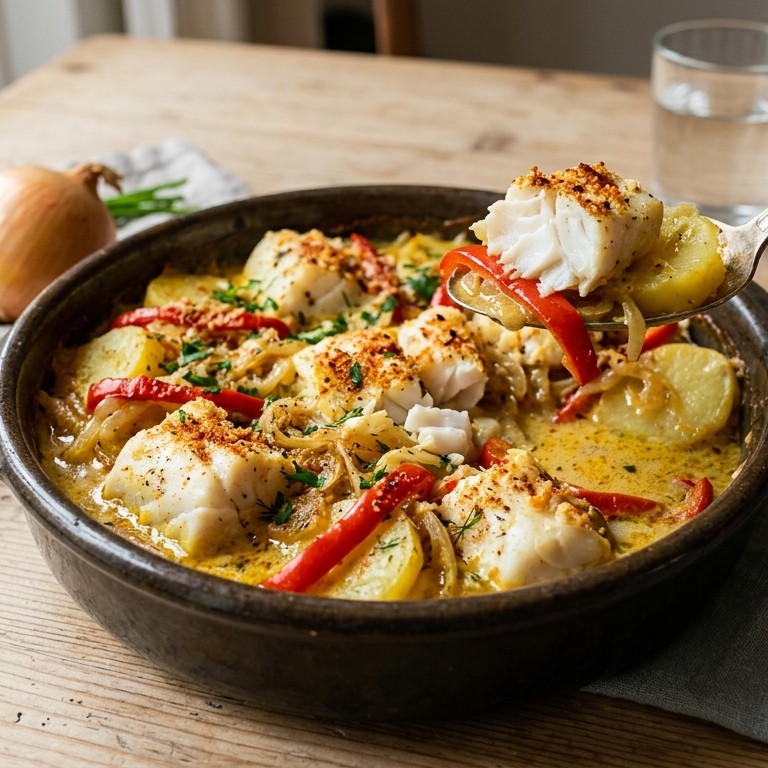 Visschotel met paprika recept