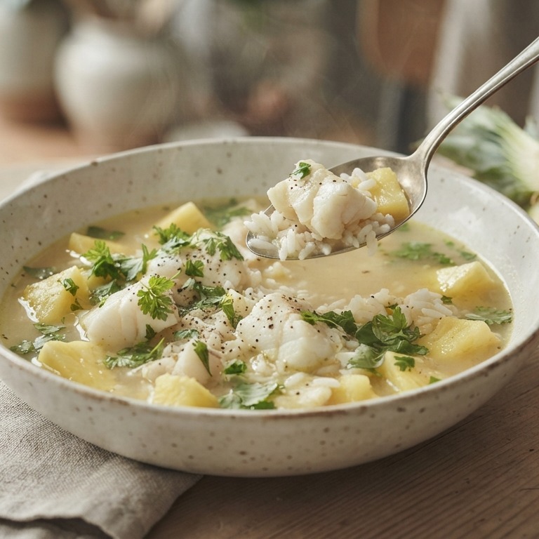 Vissoep met rijst en ananas recept