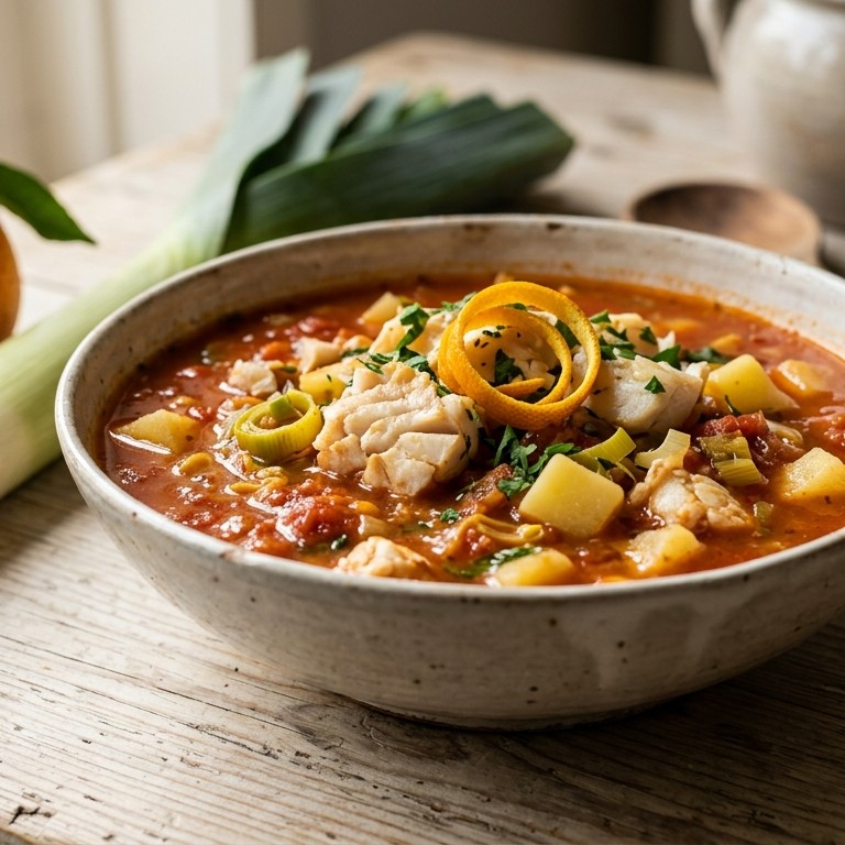 Vissoep met tomaat en sinaasappel recept