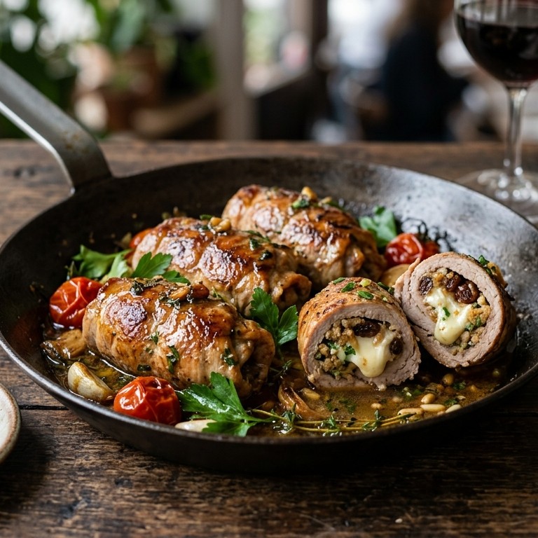 Vleesrolletjes met geitenkaas en rozijnen recept