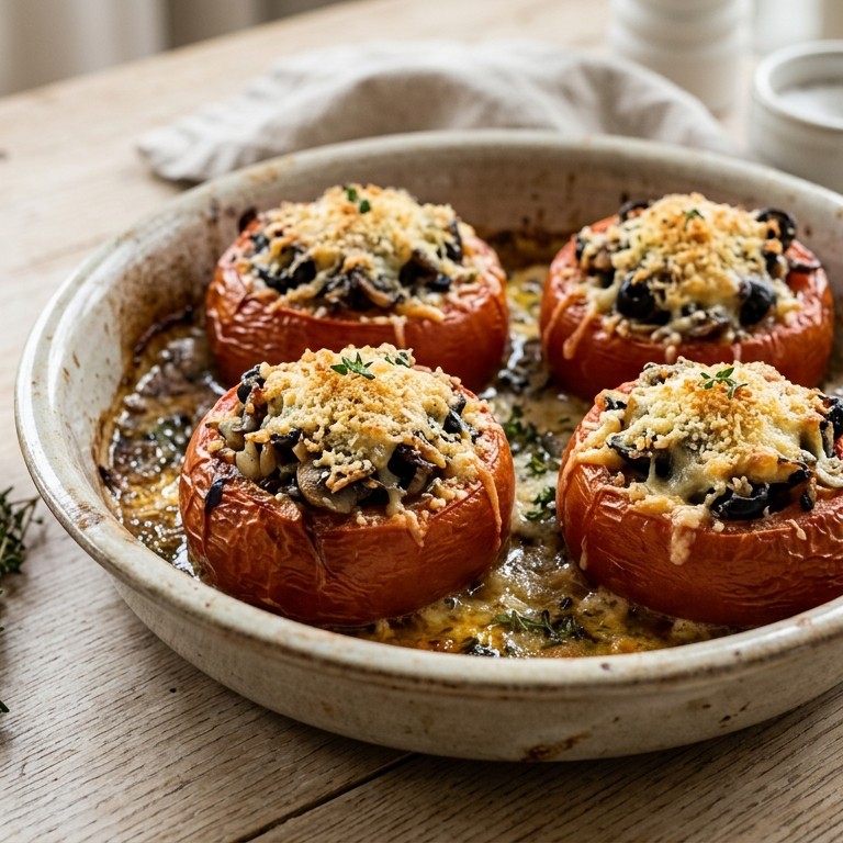 Vleestomaat gevuld met champignons en geitenkaas recept
